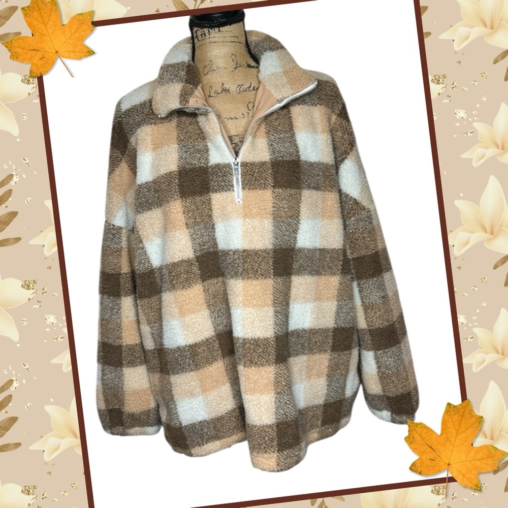 Amaryllis Fleece Checkered Sweater